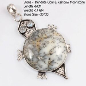 Genuine Moss Agate Ruby Blue Topaz Jasper Black Tourmaline Tiger Eye Pendant