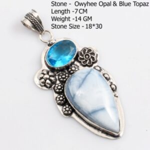 Genuine Owyhee Opal Labradorite Amber Moonstone  Amazonite Pyrite Turquoise Pendant