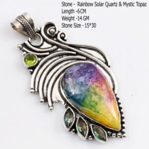 Genuine Pyrite Pink Topaz Rose Quartz Labradorite Ruby Green Quartz Labradorite Pendant
