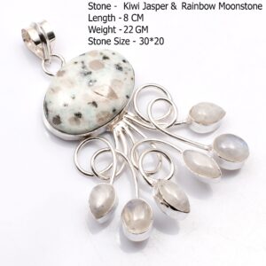 Genuine Apatite Blue Topaz Peridot Emerald Moonstone Citrine Multi-Fluorite Rose Quartz Pendant