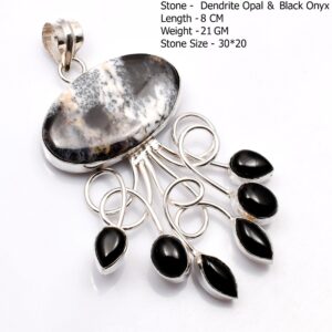 Genuine Moonstone Black Onyx Blue Topaz Prehnite Amethyst Rose Quartz Citrine Pendant